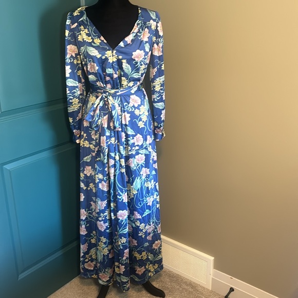 🌼 Vintage 1970s Vanity Fair Floral Maxi Dress – Size M - Picture 5 of 12
